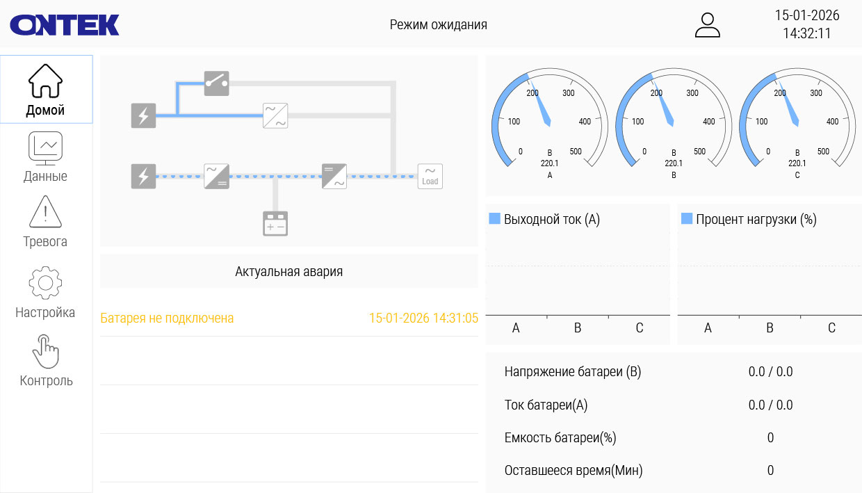 Экран в ИБП ONTEK